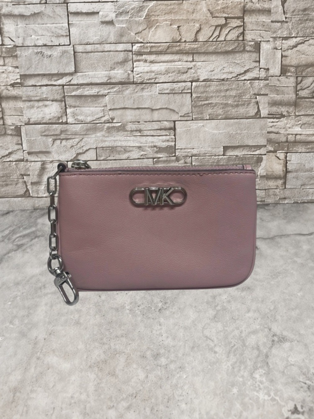 Michael Kors Parker Leather Empire Coin Pouch Wallet Royal Pink